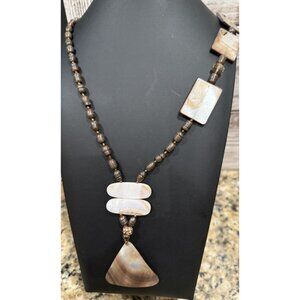 34” Copper Baroque Pearl & Shell Necklace
